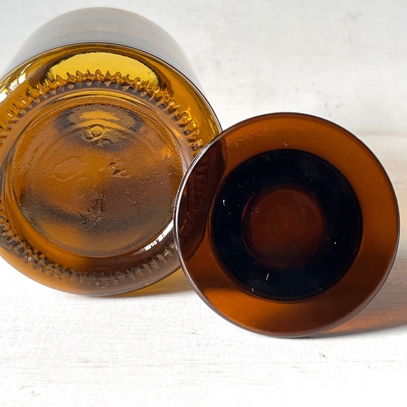 Vintage 20oz Apothecary Jar Amber Ground Stopper 500 ML Storage Bottle - Picture 7 of 11